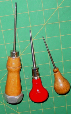 3 ICE PICK SCRATCH AWLS Vintage Wood Handles Primitive Barware Tool Lot USA