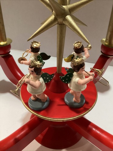 Vtg Erzgebirge German Wood Advent Candle Holder With Candles - Picture 2 of 10