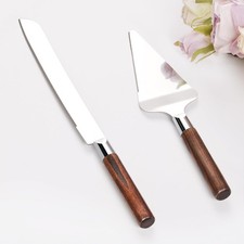 Cake Cutting Set for Wedding, Wood Cake Knife and Server Set, Vintage Pie Cake C