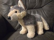 Aurora 12" Gray Wolf Standing Plush Stuffed Animal Realistic Timber Gray Brown