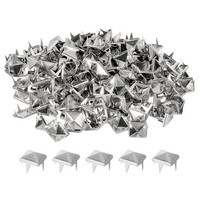 100Stk Pyramiden Nieten FüR Kleidung, 8Mm 4 Zacken Quadratnieten Silberne Metall