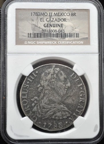 1783 Mo FF Mexico 8 Reales - El Cazador Ship Wreck Coin -  NGC Certified Genuine