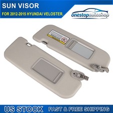Driver Passenger Side Sun Visor Pair Set For Hyundai Veloster 2012-2015 Gray Driver Passenger Side Sun Visor Pair Set For Hyundai Veloster 2012-2015 Gray