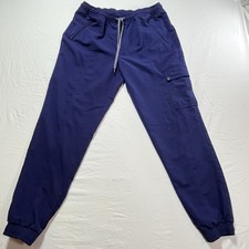 Jaanuu Women's Scrub Jogger Pants Navy Blue Size Large Zip Pockets