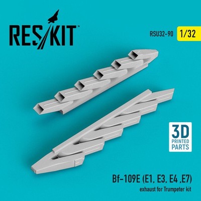 ResKit RSU32-0090 - 1:32 Bf-109E (E1,E3,E4,E7) exhaust for Trumpeter kit (3D Pri