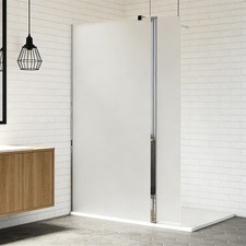 Frosted Walk In Shower Enclosure Screen With Flipper Panel Easy Clean Glass