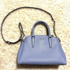 COACH Mini Sage Crossbody Bag Leather Steel Blue Chain Shoulder Authentic