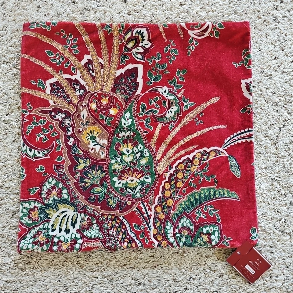 Fundas de almohada de terciopelo Pottery Barn Holiday Adela NUEVAS Navidad Floral 18x18 Foto 3 de 4