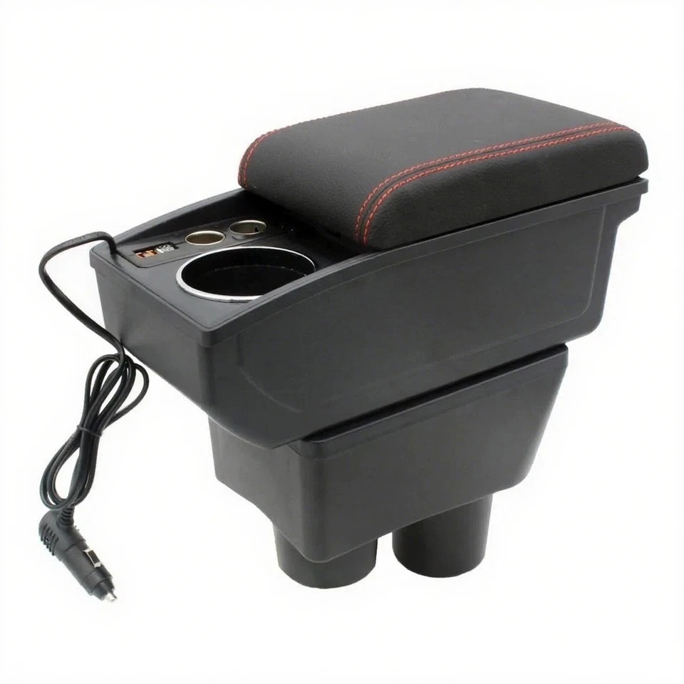 Caja reposabrazos para Nissan Versa 2012-2019 con 2 puertos USB y encendedor de cigarrillos Foto 3 de 4