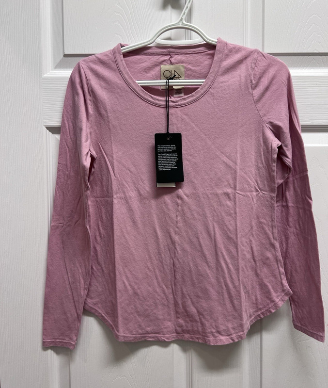 Chaser Women’s Lightweight Knit Crew Neck Long Sleeve T-Shirt – Pink XS