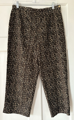 Chaus Womens Capri Pants Animal Print Side Zip Neutral Mob Wife Brown Safari 12