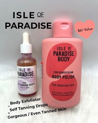 Isle of Paradise Bundle Body Polish + Dark Self Tanning Drops BN Full Size