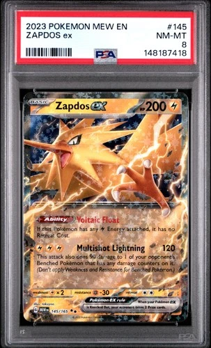 2023 POKEMON MEW EN-151 #145 ZAPDOS EX PSA 8