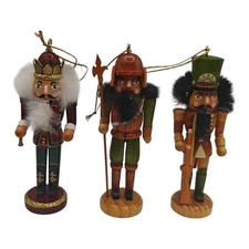 Nutcracker Ornaments Hanging Small Wooden Lot Of 3