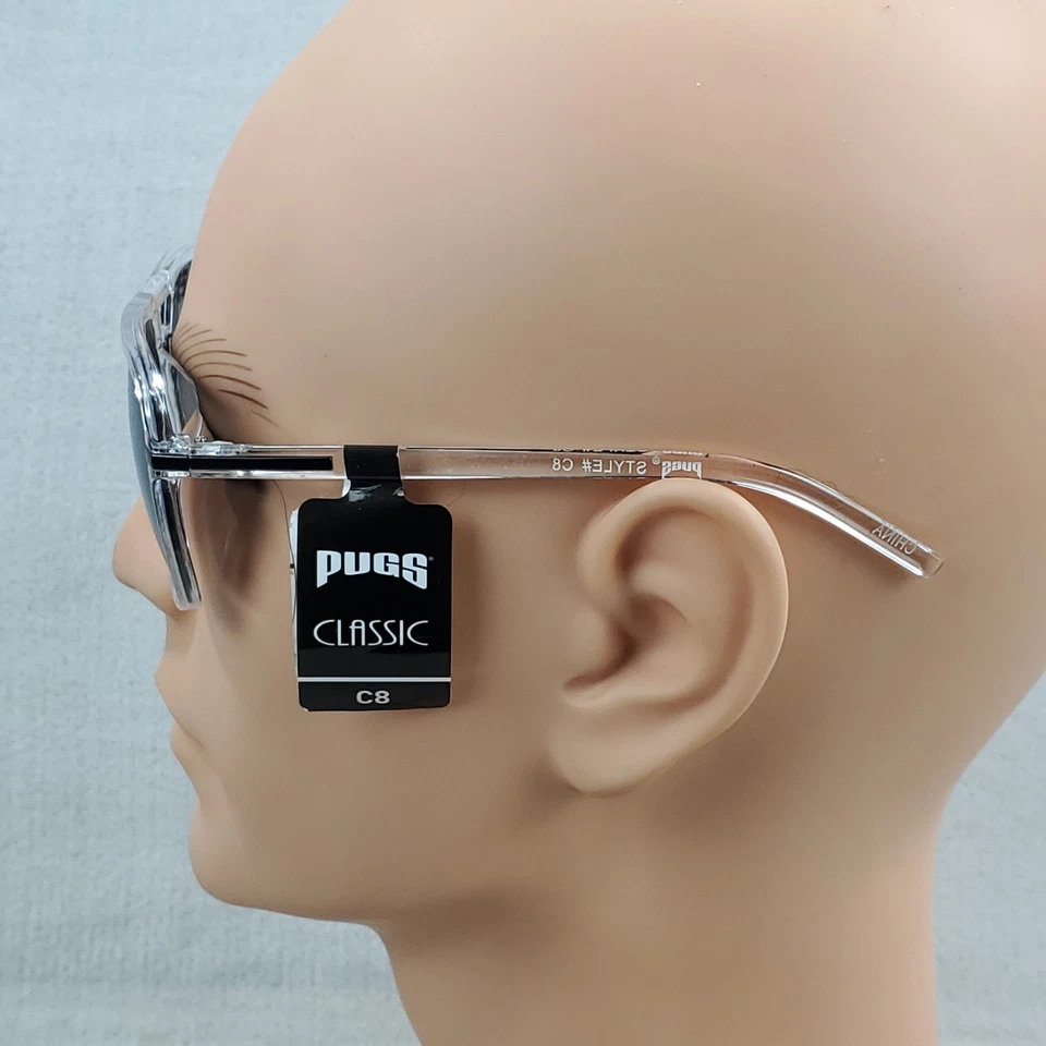 PUGS C6 Classic Clear Mirrored Lenses Sunglasses UV400 Unisex Fashion Eyewear - Image 3 of 4