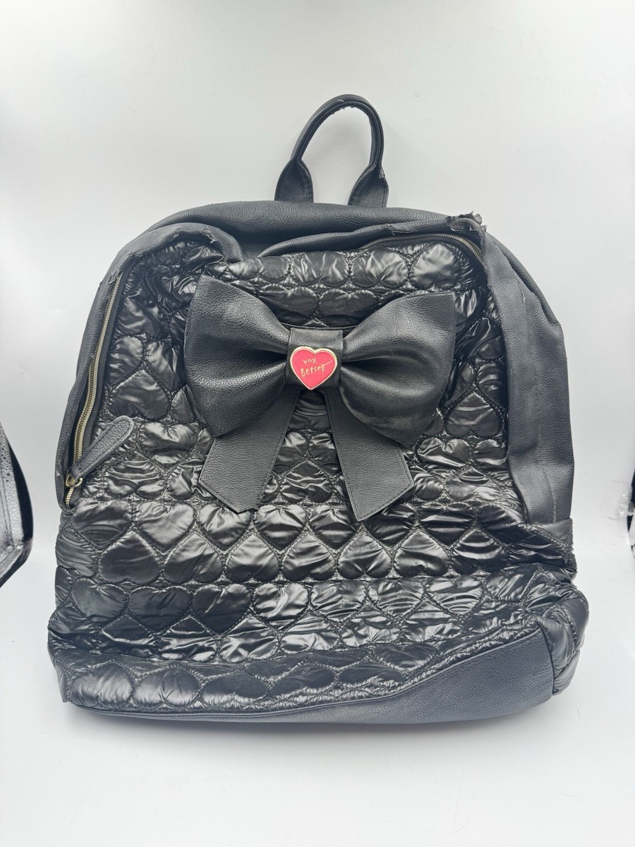 Betsey Johnson Bow-Nanza Backpack Pink Heart Quilted Faux  display picture 2