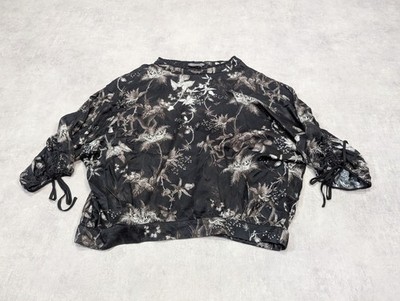 All Saints Bluse Damen UK 10 Blumen Seidenmischung Shirt Boho Rora Evolution Top