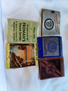 Lot Of 5 Vintage Gas And Oil Matchbook Covers Pure, Gulf, And Texaco