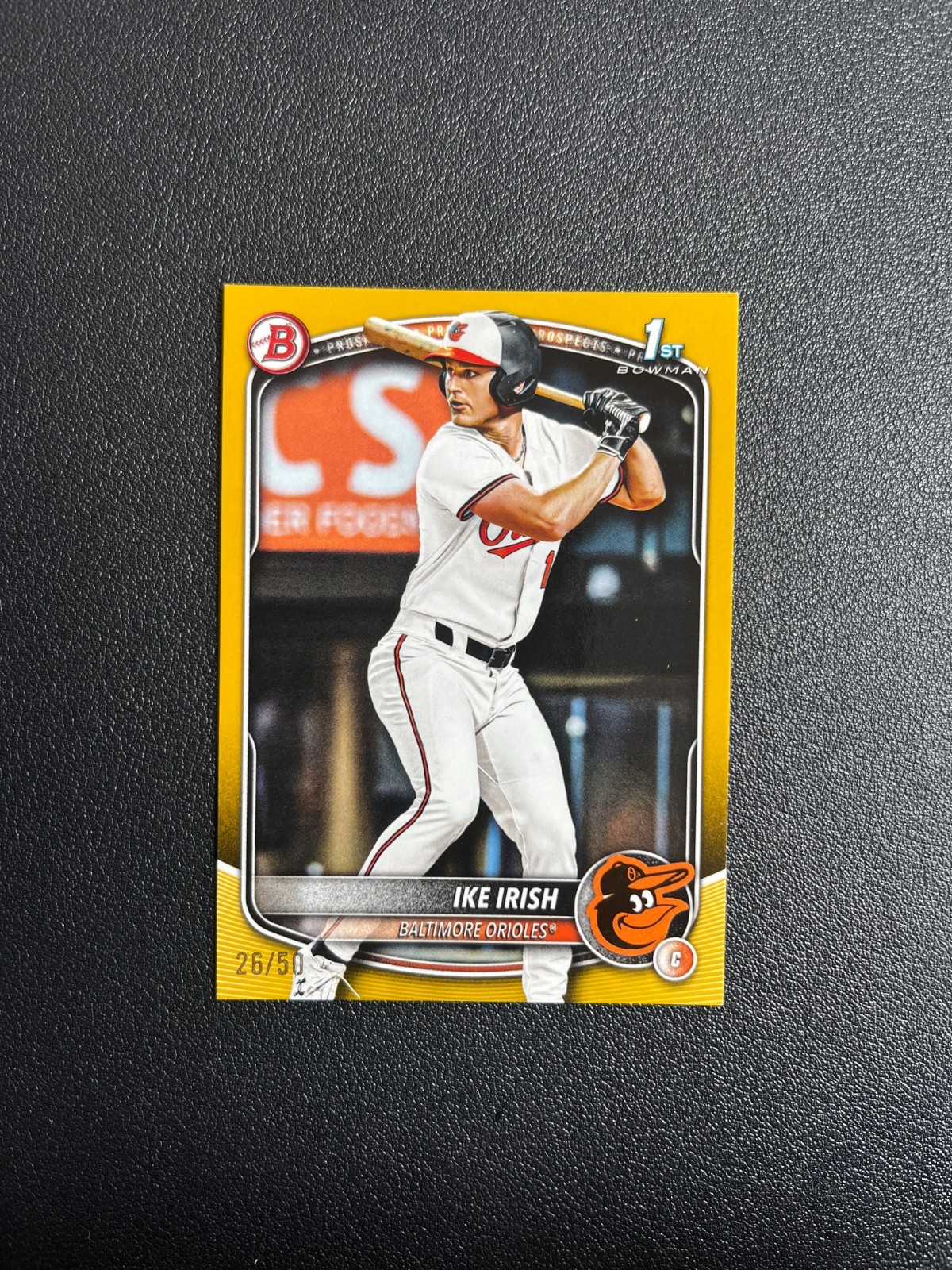 2025 Bowman Draft #BD-16 Ike Irish 1st Prospect Base Gold 26/50 BJST