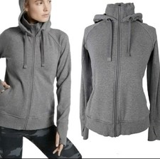 Athleta Women's Gray Full Zip Hooded Fleece Hoodie w/ Pockets Size S