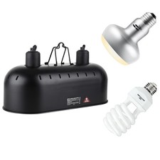 15inch Dual Reptile Light Fixture, Max 150W Dual Reptile Heat Lamp Fixture wi...