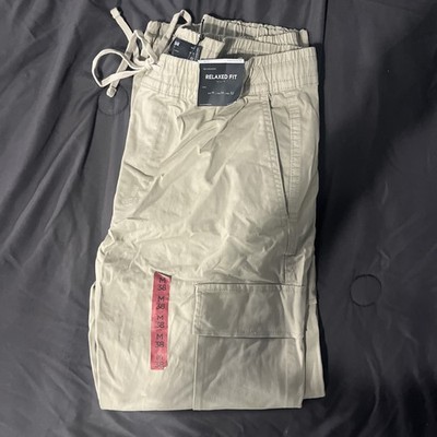 Pull & Bear Drawstring waist cargo pants size medium tan