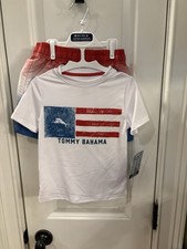 NWT Boys Size XS 4 Swim Shirt And Swim Trunk Brand Tommy Bahama Red/white/blue