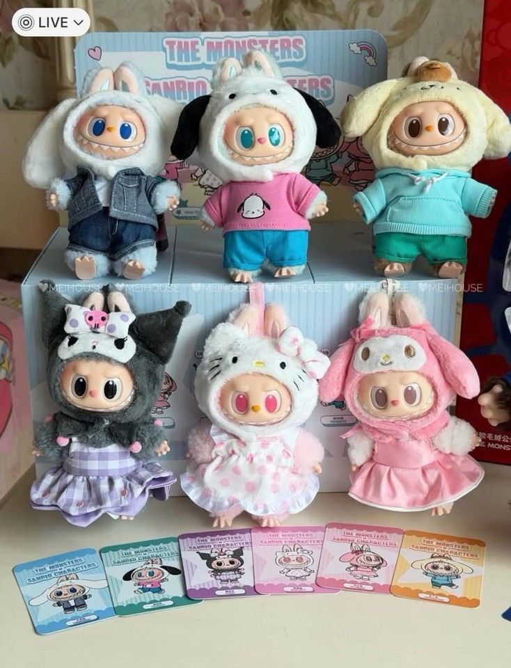 Pop Mart Labubu The Monsters x Hello Kitty And Friends Sanrio Plush Pendant