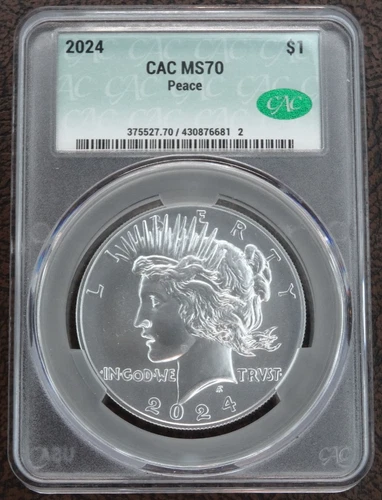 2024 Peace Silver Dollar CAC MS 70 US Mint $1 Commemorative