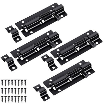 304 Stainless Steel Black Small Barrel Slide Bolt Latch Lock 4 Pcs Stainless