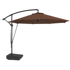 Outsunny Garden Cantilever Parasol with Cover Weighted Base Wind Strap Brown