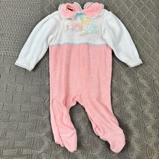 Vintage Carter's Pink and White Footed One Piece with Landscape Home Scene  6M