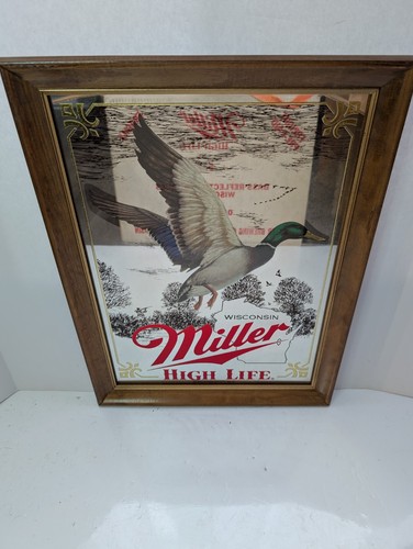 Miller High Life Mallard Duck Mirror Sportsman Series First Edition Bar Decor