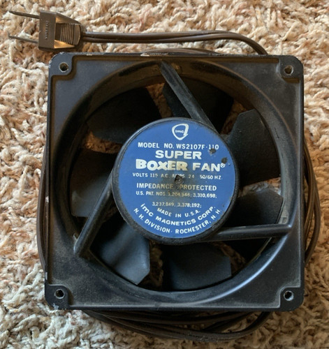 Super Boxer Fan Model No. WS2107F-110 IMC Magnetics Corp 115VAC .24A 4.75" Grill