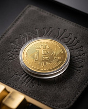 Moneda física de metal chapada en oro Bitcoin caja de regalo de lujo cripto recuerdo coleccionista