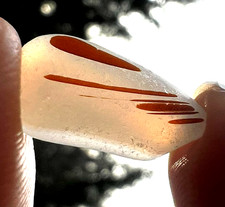 Stunning Opalescent  Brick-Red Striped Multi - Real Davenport Beach Sea Glass