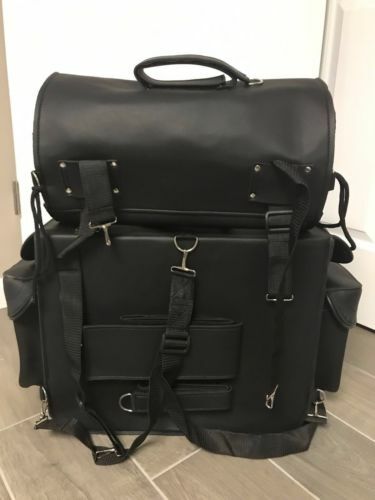 Motorcycle Sissy Bar Bag Touring Luggage w/Studs 2 Piece Bag Set Harley Cruiser - Picture 8 of 8