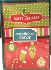 Embellished Christmas Cards 4 Designs 16 Cards & Envelopes Holiday Sparkly NIB