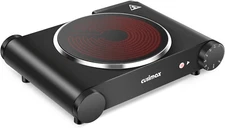 Cusimax Portable Electric Stove, 1200W Infrared Single Burner Heat-Up in Seconds
