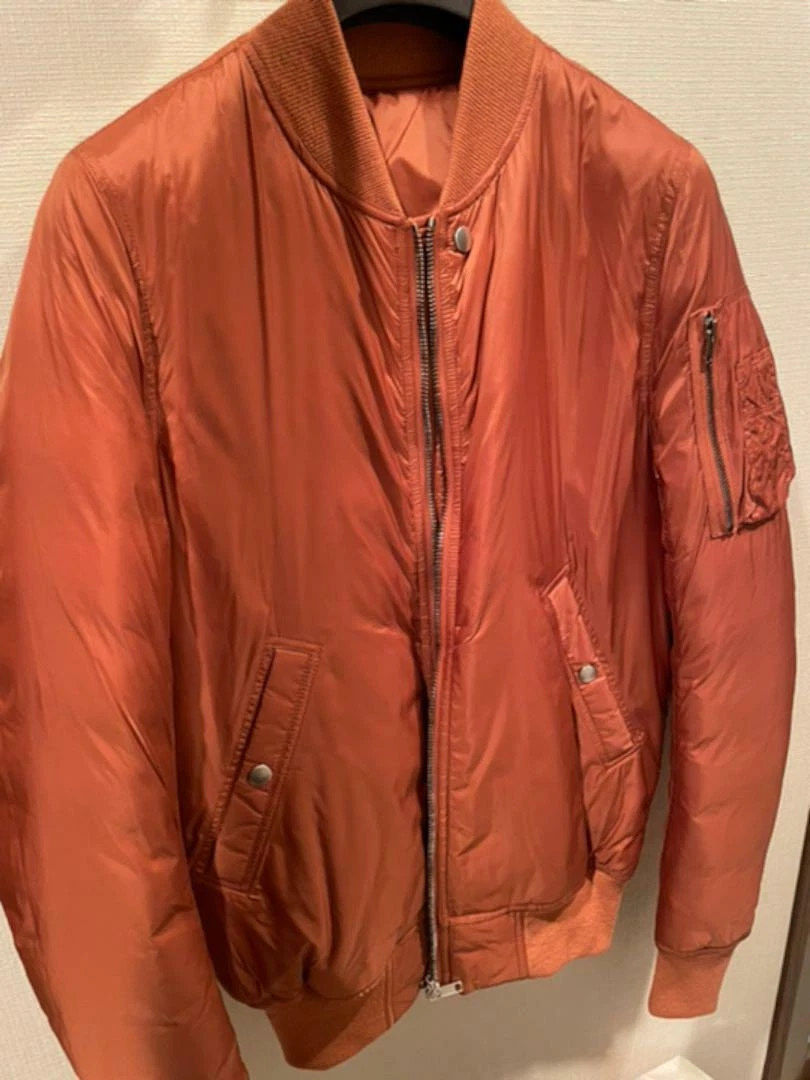 Rick Owens Men’s MA-1 Orange Bomber Down Jacket Flight Size 48 M Nylon