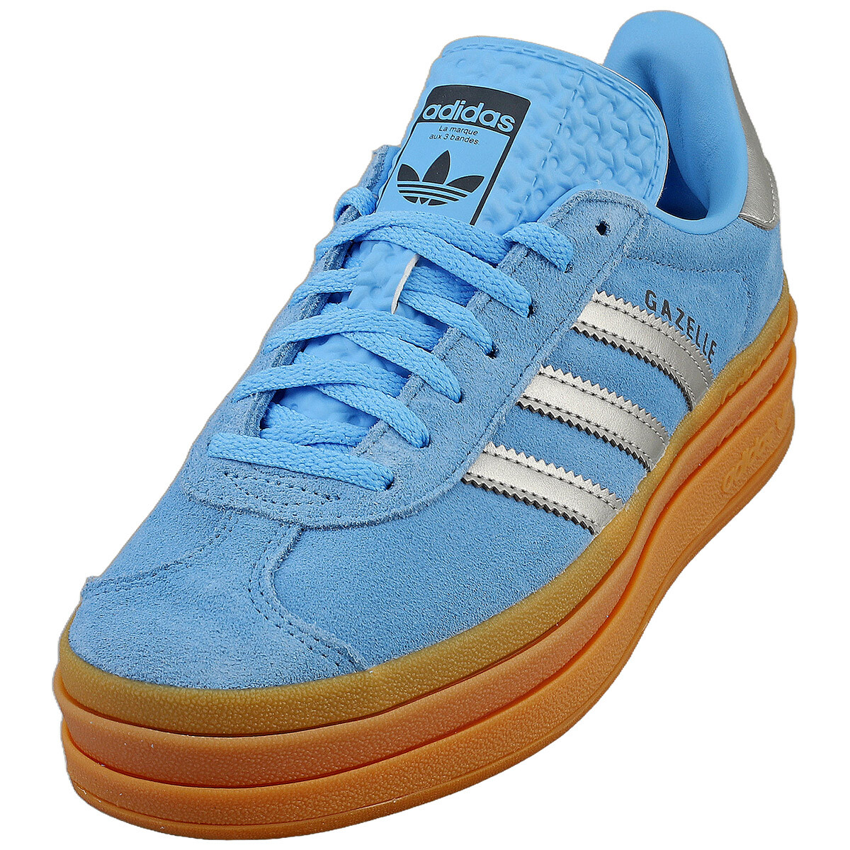 adidas Gazelle Bold Womens Fashion Sneakers in Blue Silver