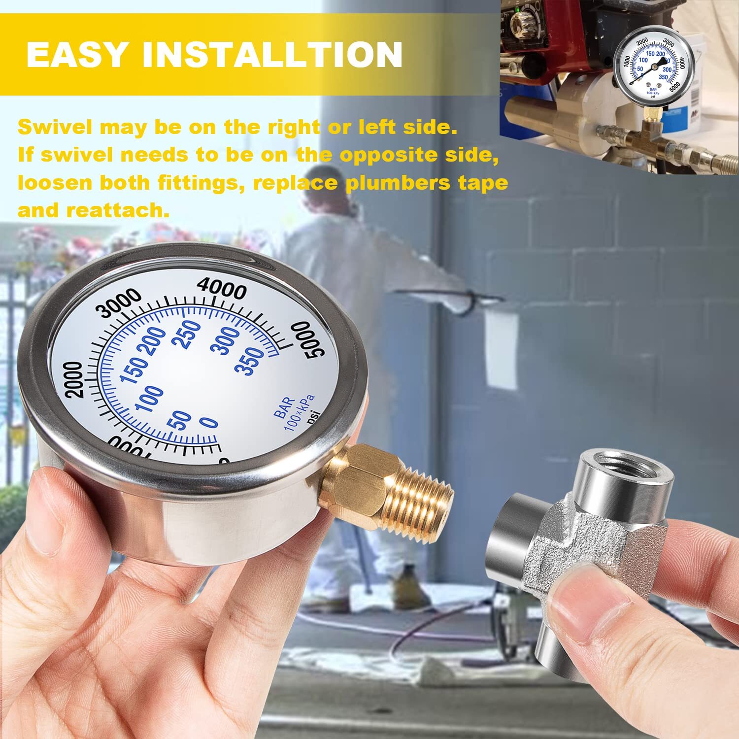 Pressure Gauge Assembly for Airless Sprayers Replaces for Titan 730397