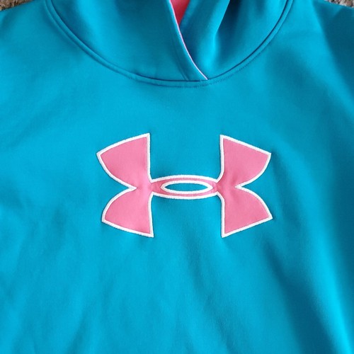 Under Armour Girls Turquoise & Pink Hoodie Sweatshirt ~ Size YXL - Picture 2 of 6