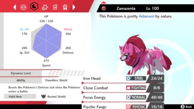 Pokemon Sword and Shield 6iv Shiny Zamazenta - FAST DELIVERY!