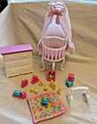 Vtg Barbie Baby Krissy Home Nursery Round Crib Dresser Accessories Lot