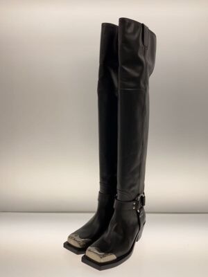 GUCCI long boots harness leather FREE Black Used | eBay