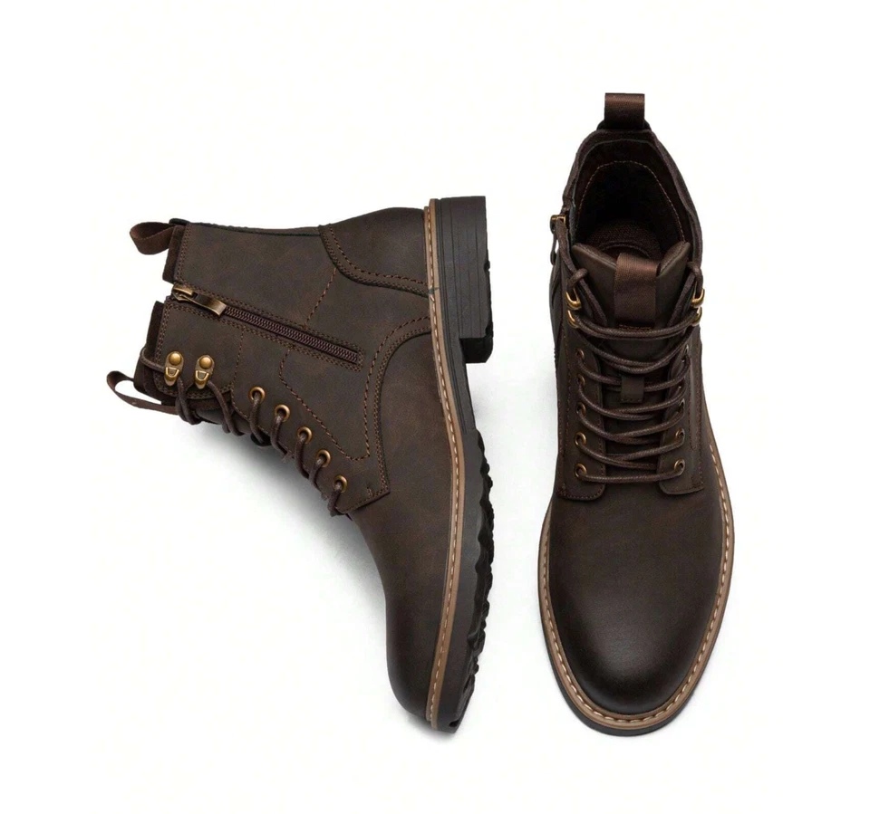 Botas Botines Calzado Zapatos de Vestir Formales Para Hombres Tacon Bajo Marrón Foto 3 de 4