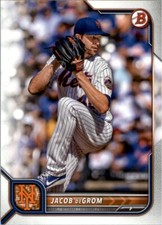 Jacob deGrom 2022 Bowman Base Paper #7 New York Mets Texas Rangers Baseball Card