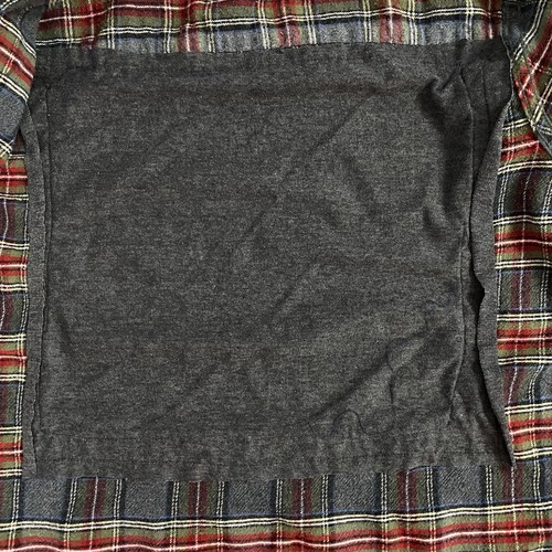 Upcycled Flannel Shirt Womens XL Shacket Peace Love Beach Gray Country Grunge - Picture 16 of 18