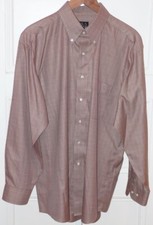 JOS A BANKS Mens Gold Green Maroon Micro Check Cotton Button Front Shirt Sz L